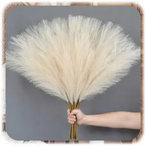 SZTUCZNA TRAWA PAMPASOWA DEKORACYJNA GAŁĄZKI TRZCINA BEŻOWA 55CM ZESTAW 20x