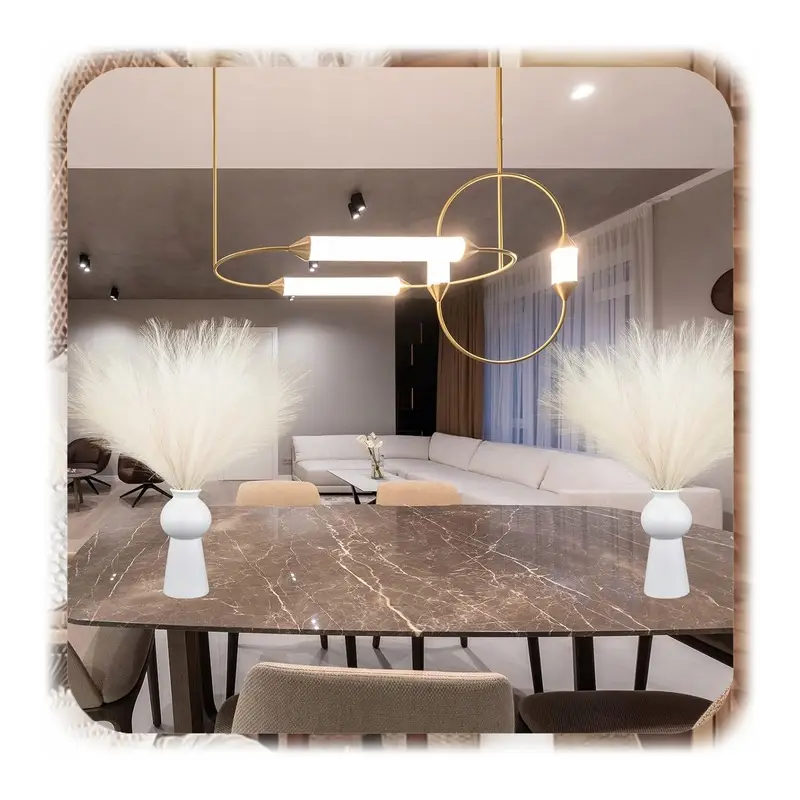 SZTUCZNA TRAWA PAMPASOWA DEKORACYJNA GAŁĄZKI TRZCINA BEŻOWA 55CM ZESTAW 20x