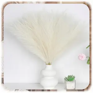 SZTUCZNA TRAWA PAMPASOWA DEKORACYJNA GAŁĄZKI TRZCINA BEŻOWA 55CM ZESTAW 20x