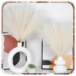 SZTUCZNA TRAWA PAMPASOWA DEKORACYJNA GAŁĄZKI TRZCINA BEŻOWA 55CM ZESTAW 20x