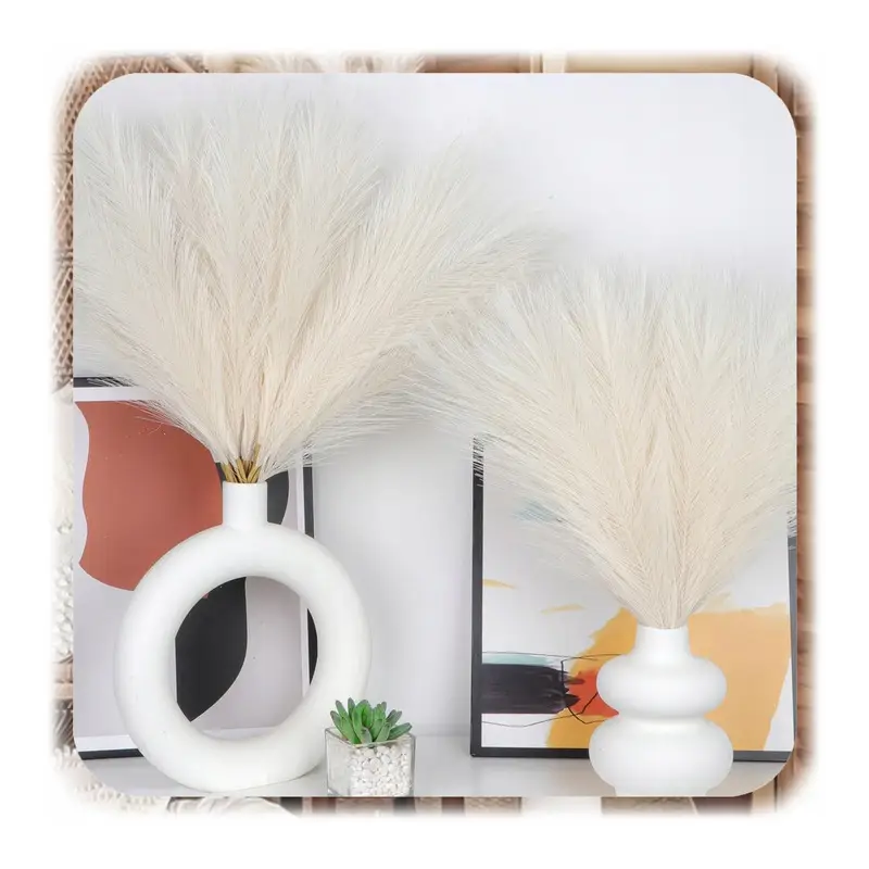 SZTUCZNA TRAWA PAMPASOWA DEKORACYJNA GAŁĄZKI TRZCINA BEŻOWA 55CM ZESTAW 20x