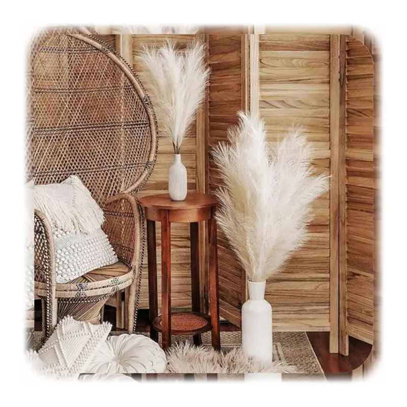 SZTUCZNA TRAWA PAMPASOWA DEKORACYJNA GAŁĄZKI TRZCINA BEŻOWA 55CM ZESTAW 20x