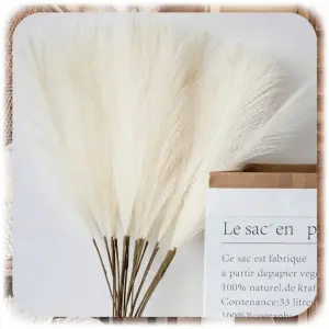 SZTUCZNA TRAWA PAMPASOWA DEKORACYJNA GAŁĄZKI TRZCINA BEŻOWA 55CM ZESTAW 20x