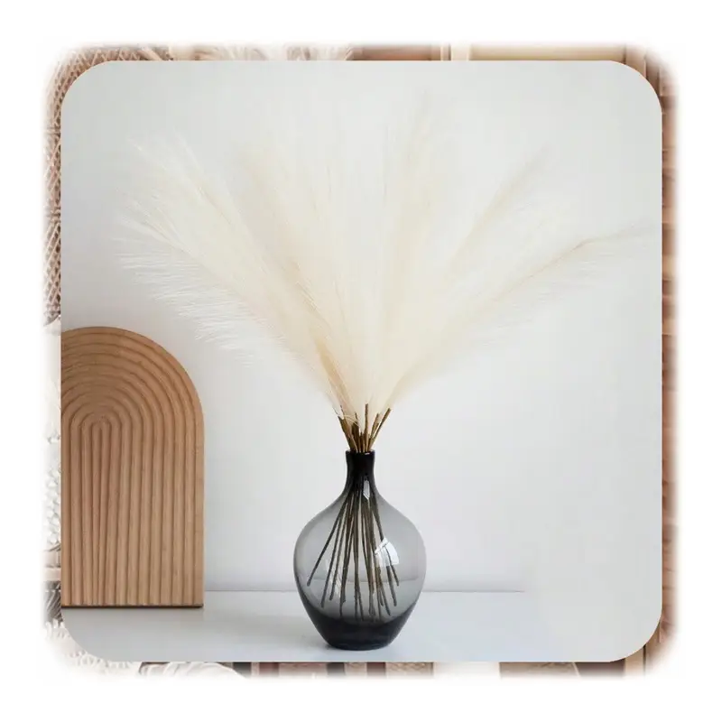 SZTUCZNA TRAWA PAMPASOWA DEKORACYJNA GAŁĄZKI TRZCINA BEŻOWA 55CM ZESTAW 20x