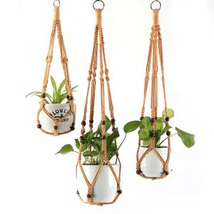 KWIETNIK WISZĄCY NA ŚCIANĘ UCHWYT NA KWIATY DONICZKĘ MAKRAMA Z SZNURKA 3SZT