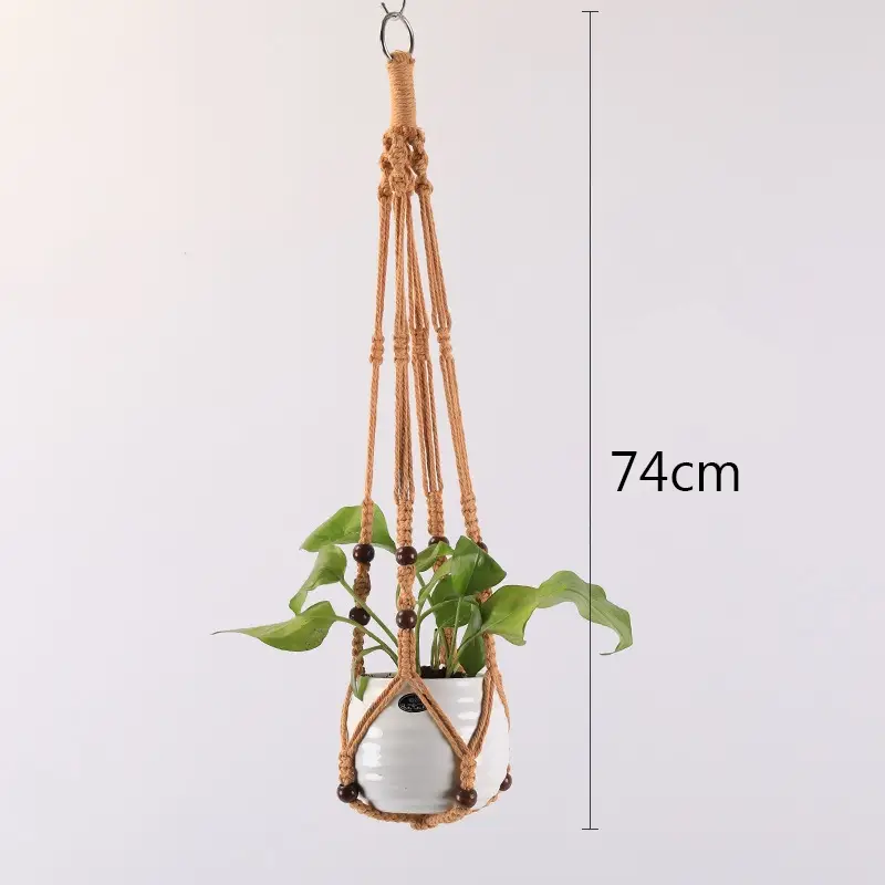 KWIETNIK WISZĄCY NA ŚCIANĘ UCHWYT NA KWIATY DONICZKĘ MAKRAMA Z SZNURKA 3SZT