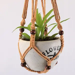 KWIETNIK WISZĄCY NA ŚCIANĘ UCHWYT NA KWIATY DONICZKĘ MAKRAMA Z SZNURKA 3SZT