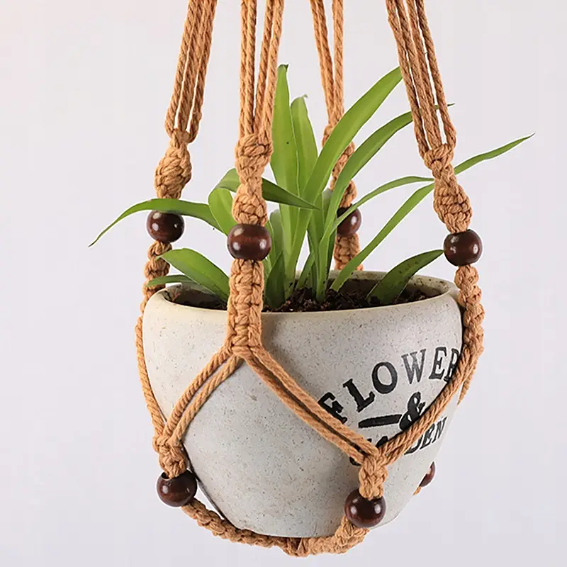 KWIETNIK WISZĄCY NA ŚCIANĘ UCHWYT NA KWIATY DONICZKĘ MAKRAMA Z SZNURKA 3SZT