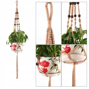 KWIETNIK WISZĄCY NA ŚCIANĘ UCHWYT NA KWIATY DONICZKĘ MAKRAMA Z SZNURKA 3SZT
