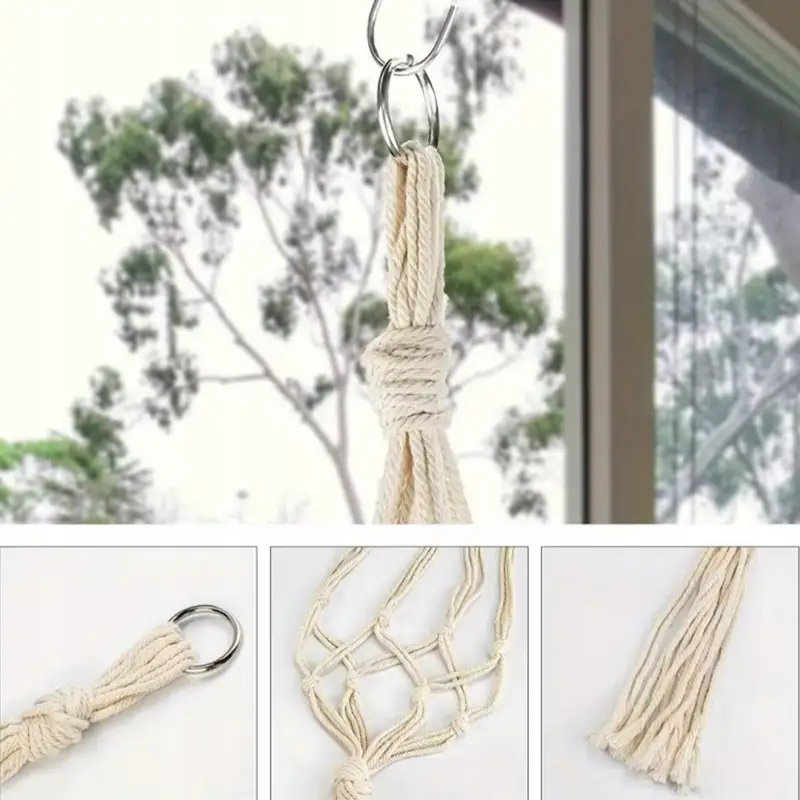 KWIETNIK WISZĄCY NA ŚCIANĘ UCHWYT NA KWIATY DONICZKĘ MAKRAMA Z SZNURKA 5SZT