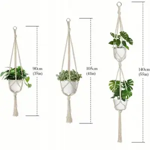 KWIETNIK WISZĄCY NA ŚCIANĘ UCHWYT NA KWIATY DONICZKĘ MAKRAMA Z SZNURKA 5SZT