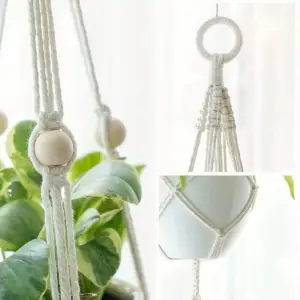 KWIETNIK WISZĄCY NA ŚCIANĘ UCHWYT NA KWIATY DONICZKĘ MAKRAMA Z SZNURKA 5SZT