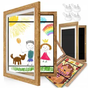 RAMKA ARTYSTYCZNA OTWIERANA NA RYSUNKI OBRAZKI POJEMNIK DLA DZIECI BRĄZOWA