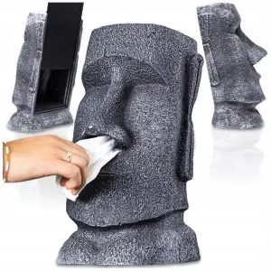 POJEMNIK NA CHUSTECZKI FIGURKA MOAI ŻYWICA 32 CM DEKORACJA DYSPENSER LOFT