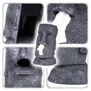 POJEMNIK NA CHUSTECZKI FIGURKA MOAI ŻYWICA 32 CM DEKORACJA DYSPENSER LOFT