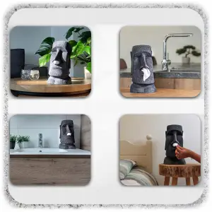 POJEMNIK NA CHUSTECZKI FIGURKA MOAI ŻYWICA 32 CM DEKORACJA DYSPENSER LOFT