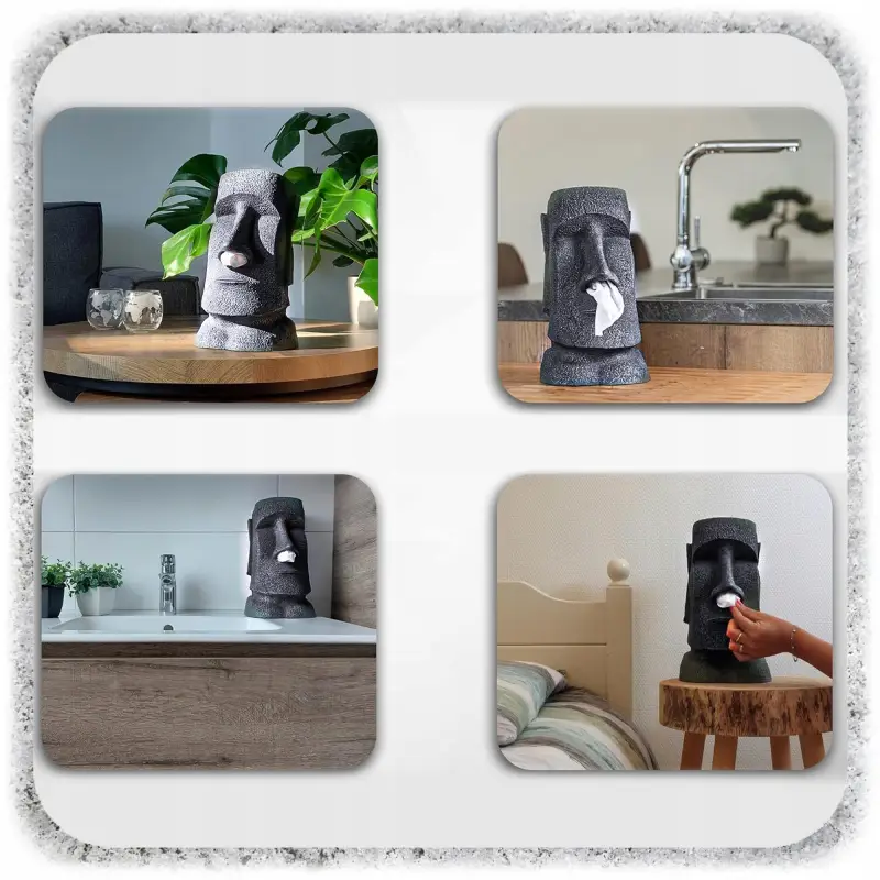 POJEMNIK NA CHUSTECZKI FIGURKA MOAI ŻYWICA 32 CM DEKORACJA DYSPENSER LOFT