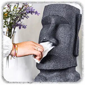 POJEMNIK NA CHUSTECZKI FIGURKA MOAI ŻYWICA 32 CM DEKORACJA DYSPENSER LOFT