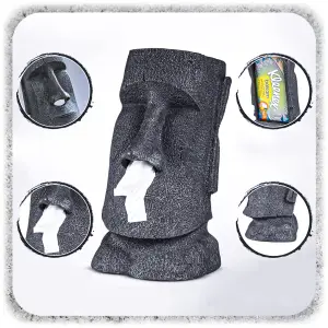POJEMNIK NA CHUSTECZKI FIGURKA MOAI ŻYWICA 32 CM DEKORACJA DYSPENSER LOFT