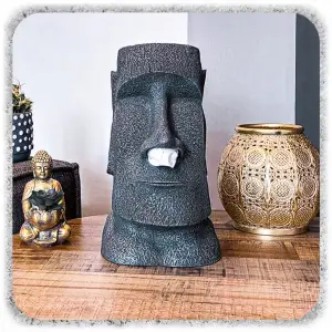 POJEMNIK NA CHUSTECZKI FIGURKA MOAI ŻYWICA 32 CM DEKORACJA DYSPENSER LOFT