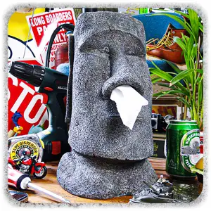 POJEMNIK NA CHUSTECZKI FIGURKA MOAI ŻYWICA 32 CM DEKORACJA DYSPENSER LOFT