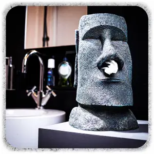 POJEMNIK NA CHUSTECZKI FIGURKA MOAI ŻYWICA 32 CM DEKORACJA DYSPENSER LOFT