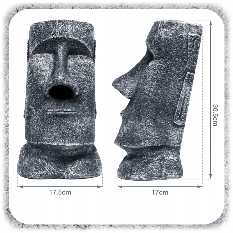 POJEMNIK NA CHUSTECZKI FIGURKA MOAI ŻYWICA 32 CM DEKORACJA DYSPENSER LOFT