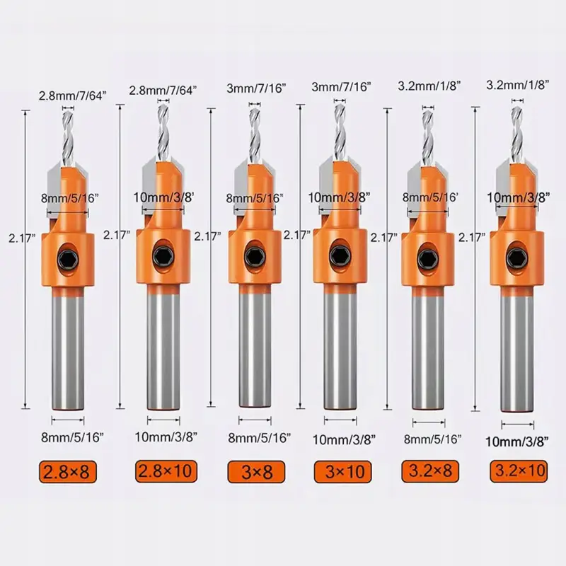 WIERTŁA Z POGŁĘBIACZEM GZYMKIEM FAZOWNIKIEM DO DREWNA GZYMKĄ ZESTAW 6SZT