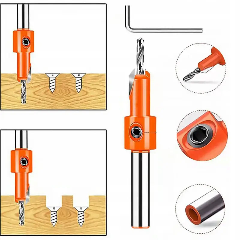 WIERTŁA Z POGŁĘBIACZEM GZYMKIEM FAZOWNIKIEM DO DREWNA GZYMKĄ ZESTAW 6SZT