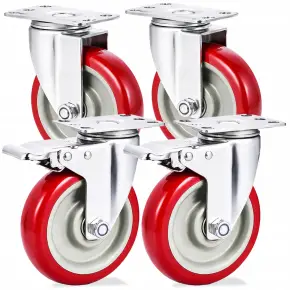 4x KÓŁKO 2 Z HAMULCEM GUMOWE KÓŁKA KOŁO JEZDNE SKRĘTNE OBROTOWE 125MM 880KG