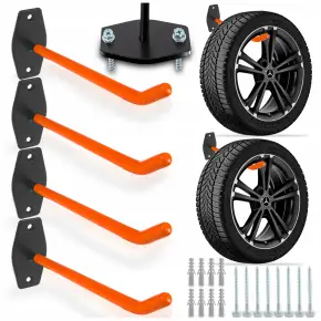 STALOWE WIESZAKI ŚCIENNE DO 60 KG NA OPONY KOŁA ROWER NARZĘDZIA ZESTAW 4SZT