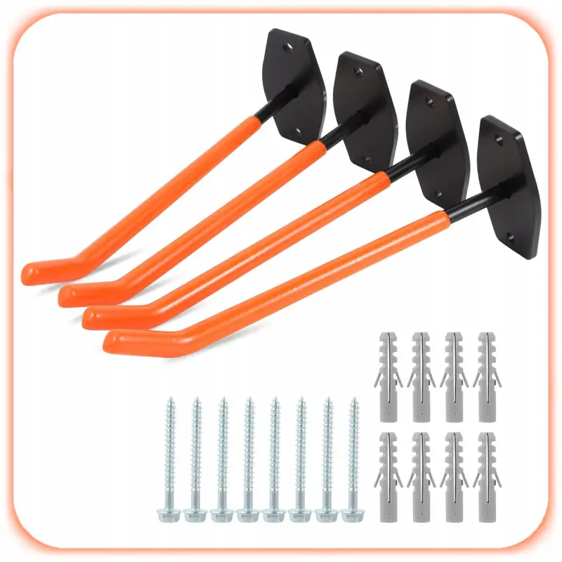 STALOWE ŚCIENNE WIESZAKI NA OPONY KOŁA ROWER NARZĘDZIA ZESTAW 8SZT DO 60 KG