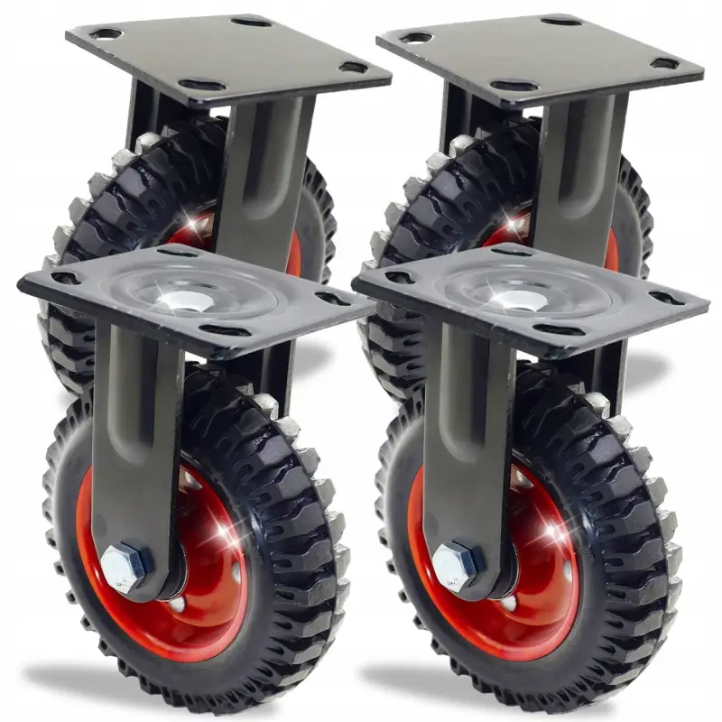 4X KÓŁKO JEZDE ZESTAW 2 OBROTOWE 2 STAŁE DO WÓZKA KOŁO GUMOWE 200MM 930KG