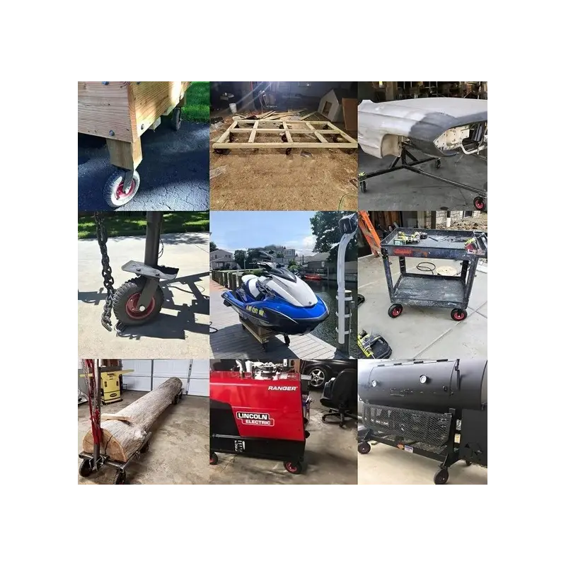 4X KÓŁKO JEZDE ZESTAW 2 OBROTOWE 2 STAŁE DO WÓZKA KOŁO GUMOWE 200MM 930KG