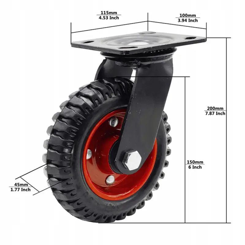 4X KÓŁKO JEZDE ZESTAW 2 OBROTOWE 2 STAŁE DO WÓZKA KOŁO GUMOWE 200MM 930KG