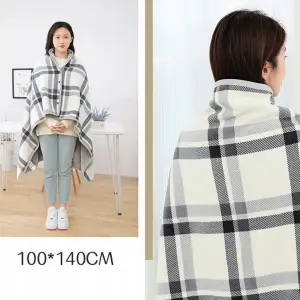 BLUZA KOCOBLUZA PONCZO KOC CIEPŁY MIĘKKI ZAPINANY CIEPŁA BIAŁO-SZARY