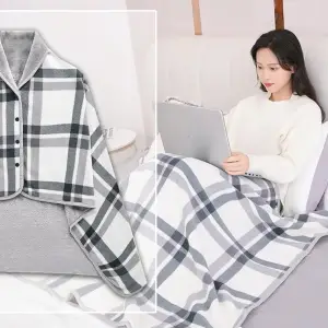 BLUZA KOCOBLUZA PONCZO KOC CIEPŁY MIĘKKI ZAPINANY CIEPŁA BIAŁO-SZARY