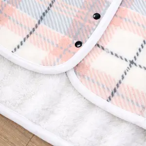 BLUZA KOCOBLUZA PONCZO KOC CIEPŁY MIĘKKI ZAPINANY CIEPŁA RÓŻOWO-SZARA KRATA