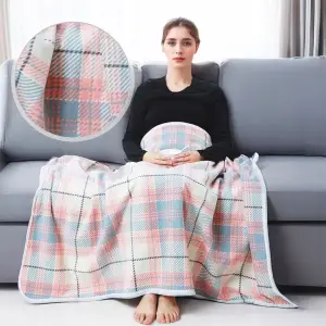 BLUZA KOCOBLUZA PONCZO KOC CIEPŁY MIĘKKI ZAPINANY CIEPŁA RÓŻOWO-SZARA KRATA