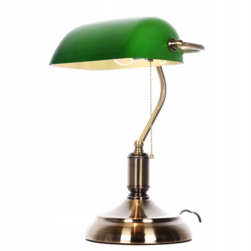 LAMPKA BIURKOWA VINTAGE BANKIERSKA NOCNA ZIELONY SZKLANY ABAŻUR RETRO E27