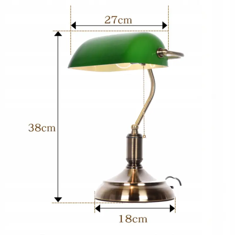 LAMPKA BIURKOWA VINTAGE BANKIERSKA NOCNA ZIELONY SZKLANY ABAŻUR RETRO E27