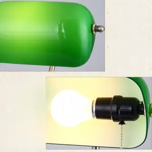 LAMPKA BIURKOWA VINTAGE BANKIERSKA NOCNA ZIELONY SZKLANY ABAŻUR RETRO E27