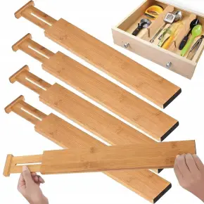 4x BAMBUSOWY ORGANIZER DO SZUFLAD SZUFLADY PRZEGRODA SEPARATOR PRZEGRÓDKI