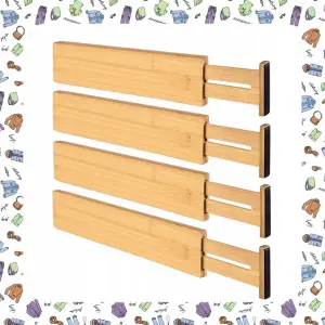 4x BAMBUSOWY ORGANIZER DO SZUFLAD SZUFLADY PRZEGRODA SEPARATOR PRZEGRÓDKI