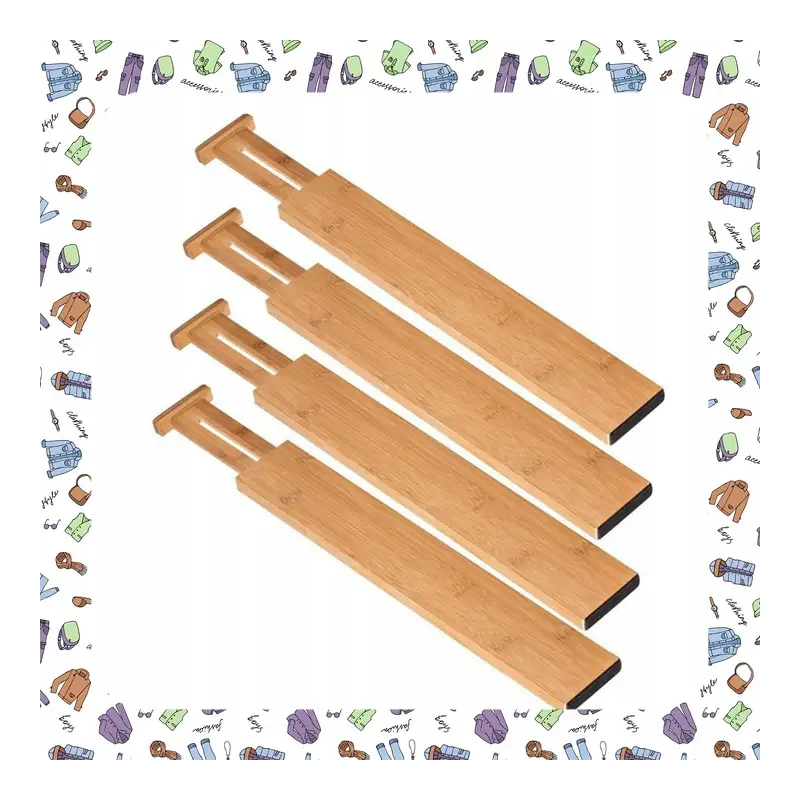 4x BAMBUSOWY ORGANIZER DO SZUFLAD SZUFLADY PRZEGRODA SEPARATOR PRZEGRÓDKI