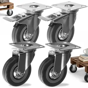 4x KÓŁKO 2 Z HAMULCEM CICHE KÓŁKA KOŁO JEZDNE SKRĘTNE OBROTOWE 75MM 220KG