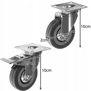 4x KÓŁKO 2 Z HAMULCEM CICHE KÓŁKA KOŁO JEZDNE SKRĘTNE OBROTOWE 75MM 220KG