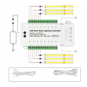STEROWNIK SCHODOWY LED PIR KASKADOWY 16 STOPNI SCHODÓW 240W 12-24V CZUJNIK