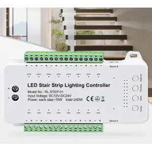 STEROWNIK SCHODOWY LED PIR KASKADOWY 16 STOPNI SCHODÓW 240W 12-24V CZUJNIK