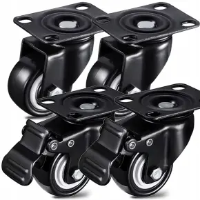4x KÓŁKO 2 Z HAMULCEM CICHE KÓŁKA KOŁO JEZDNE SKRĘTNE OBROTOWE 300KG 46MM